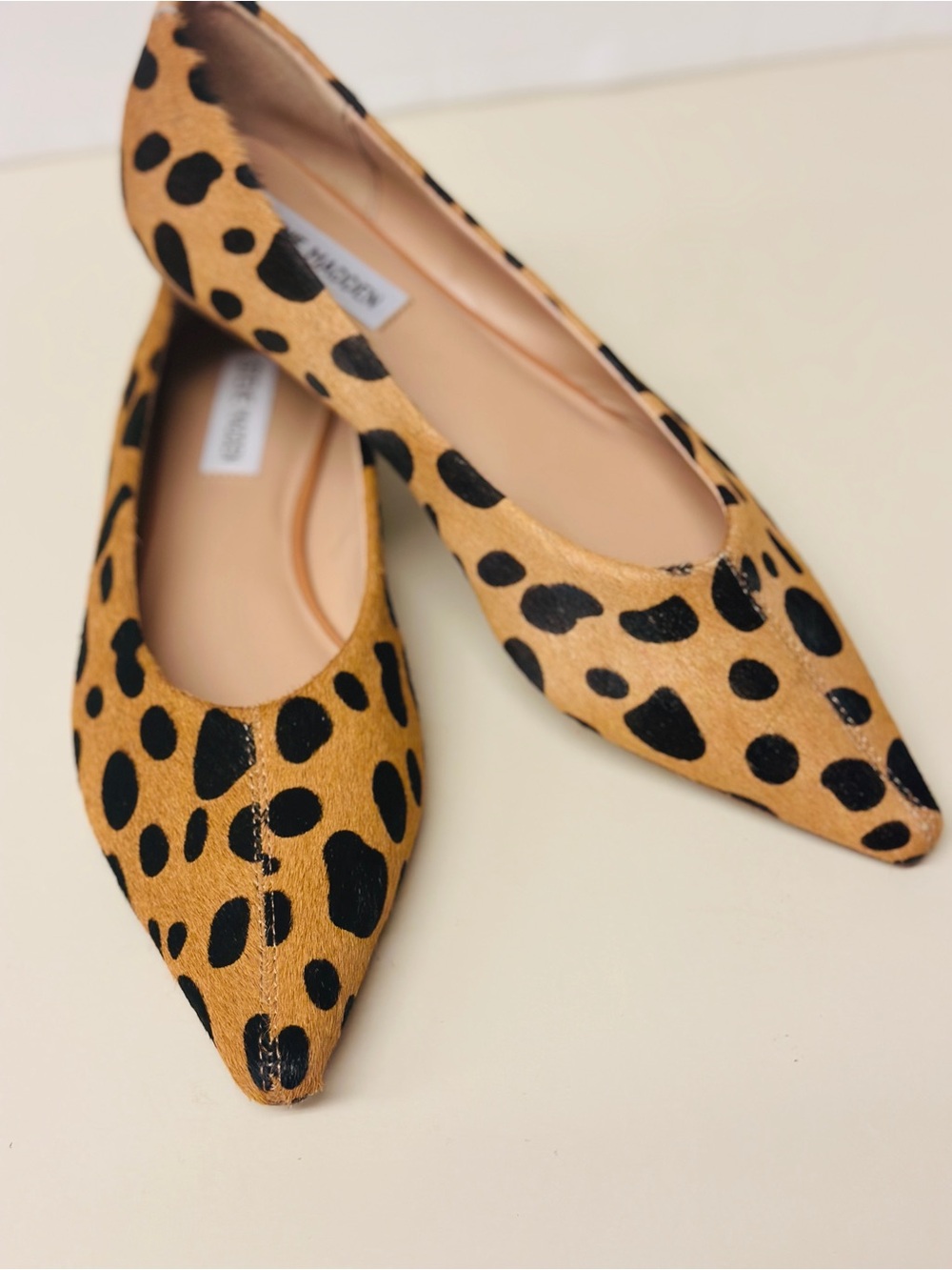Steve Madden Leopard-Print Pointed Toe Flats - Tan & Black